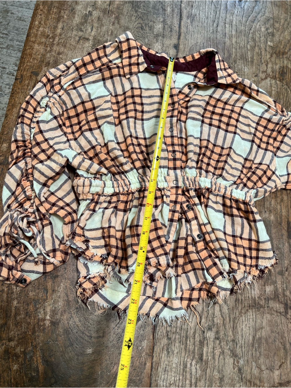 Free People Top M Plaid We the Free Pacific Dawn Drawstring Waist - Picture 8 of 9